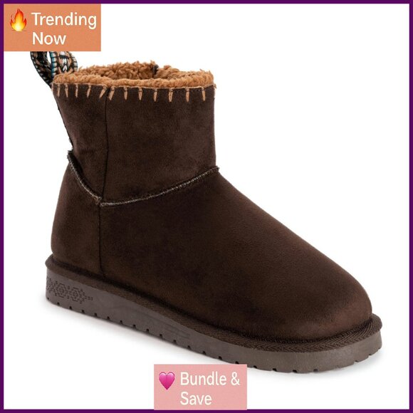 Sherpa Lined Ankle Boots Side Zip Faux Suede Warm Cozy